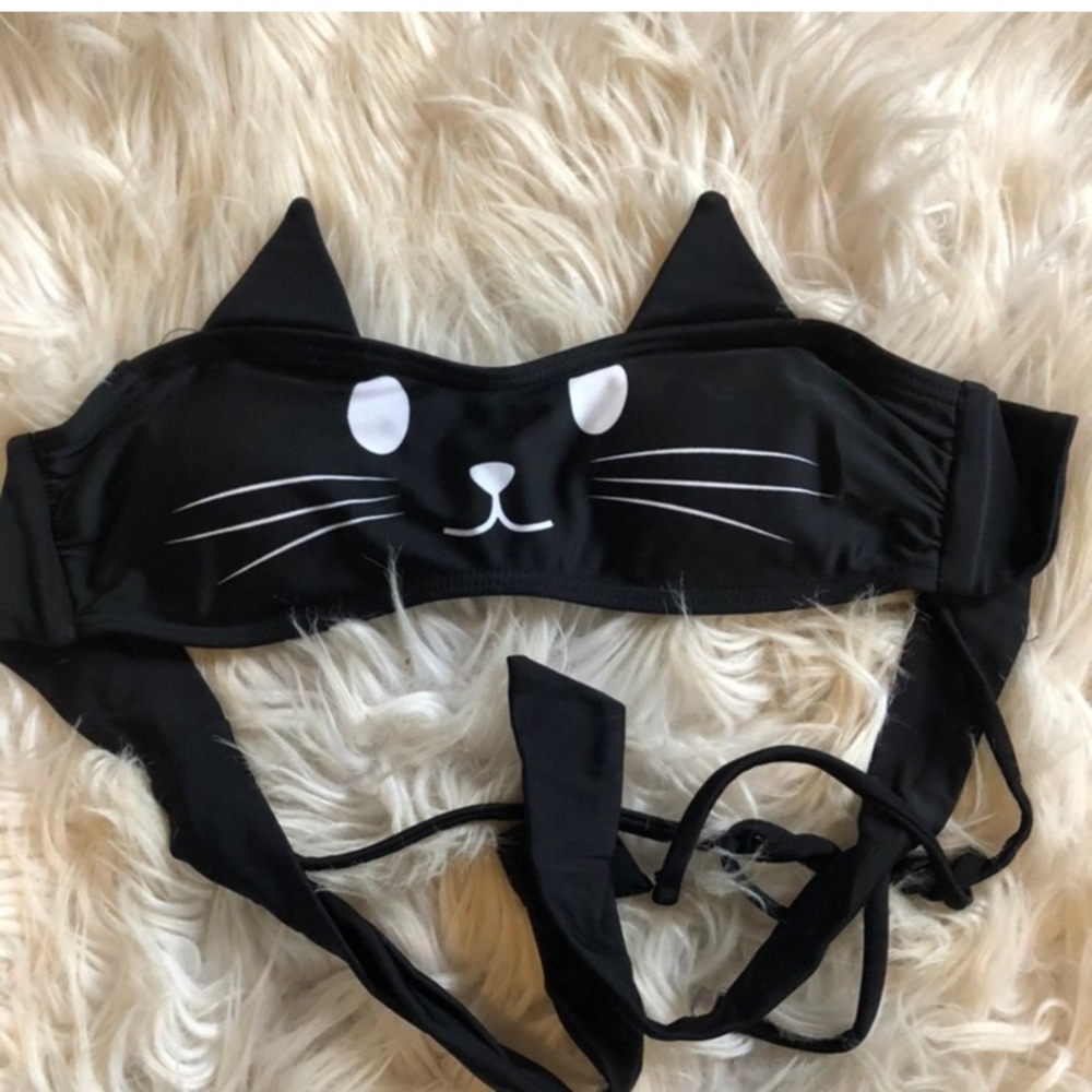 Black cat bikini top